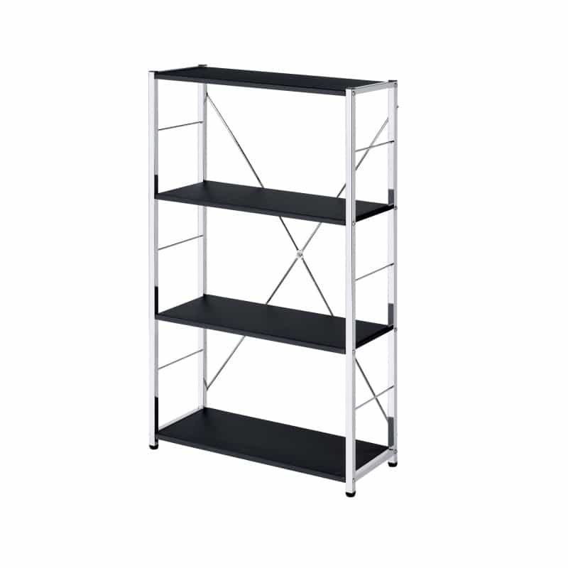 Bookshelf With X Shaped Crossbar Support, Black And White