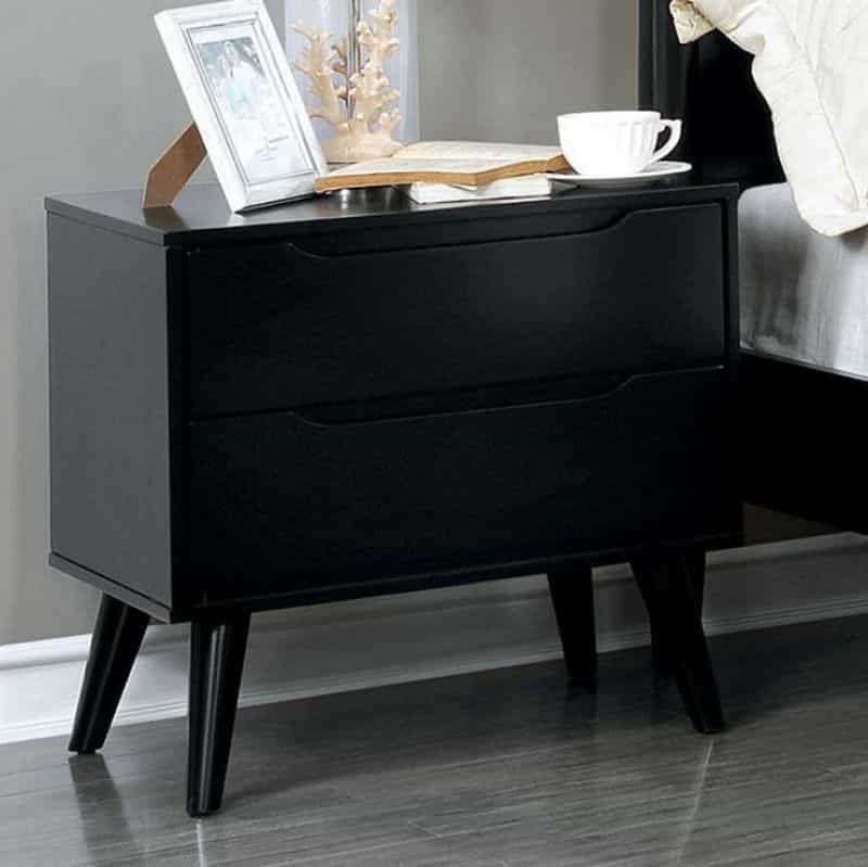 Lennart Mid Century Modern Nightstand, Black