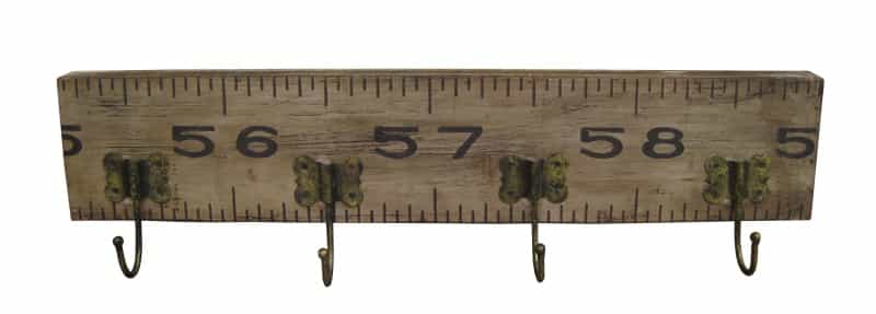 Set Of 2 Contemporary Wooden Rustic Plaque With Ruler Style Design, Brown