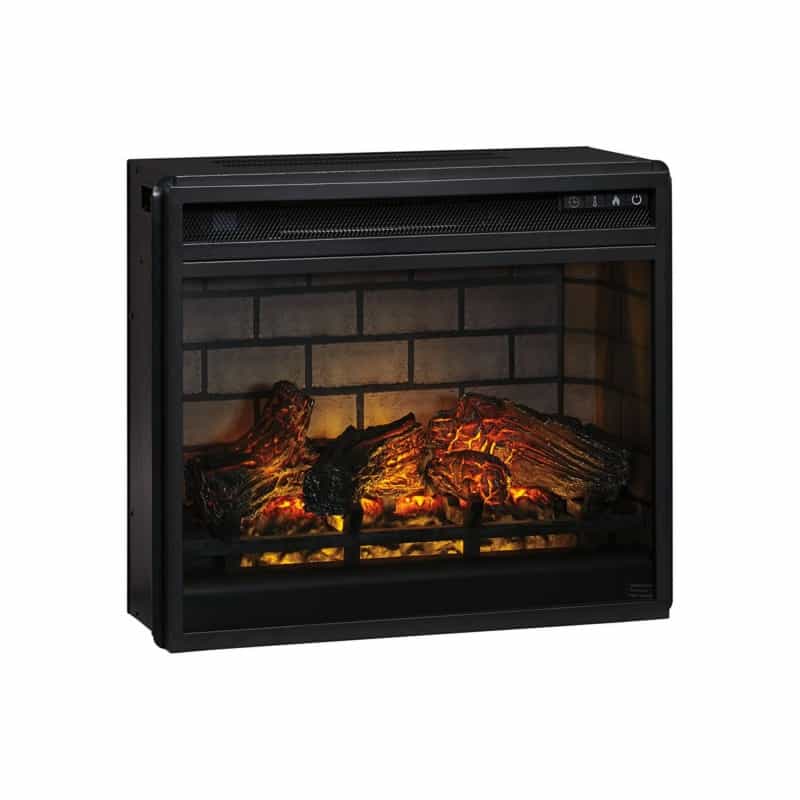 23.75 Inch Metal Fireplace Inset With 7 Level Temperature Setting, Black