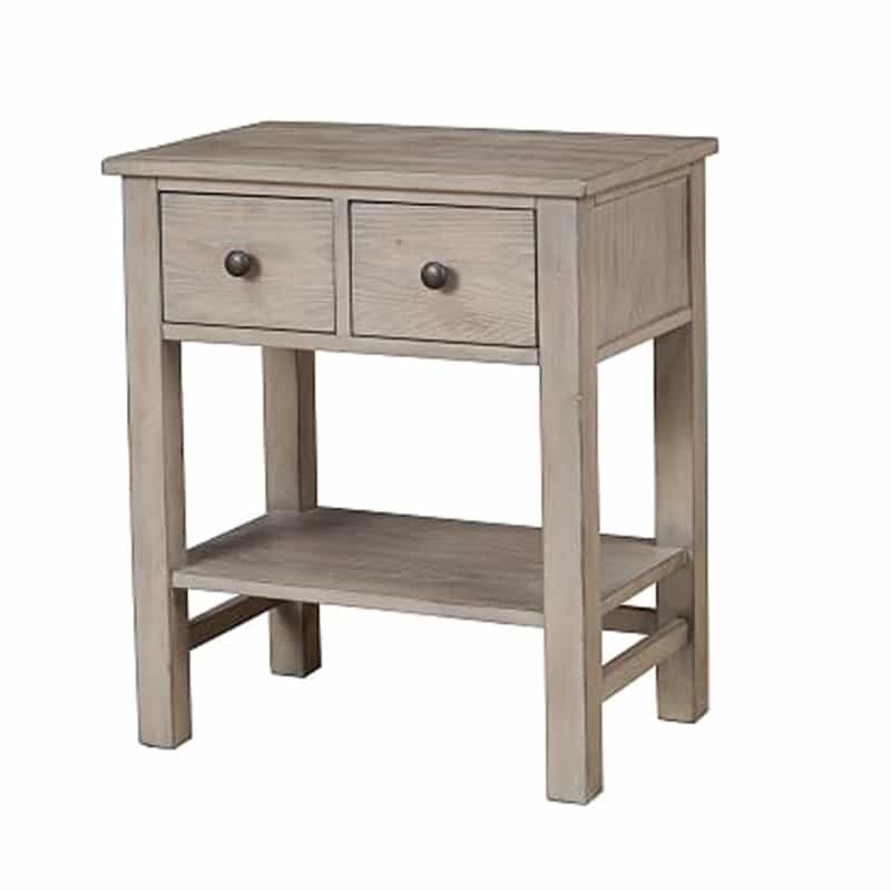 Transitional Nightstand With Two Drawers And Bottom Shelf, Gray
