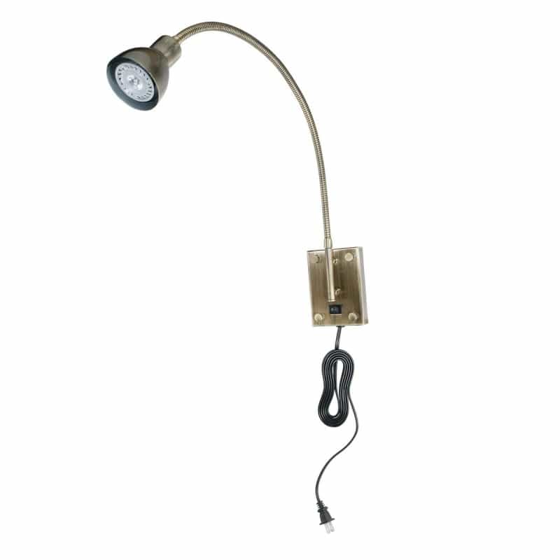 Metal Round Wall Reading Lamp With Plug In Switch, Silver And Gray