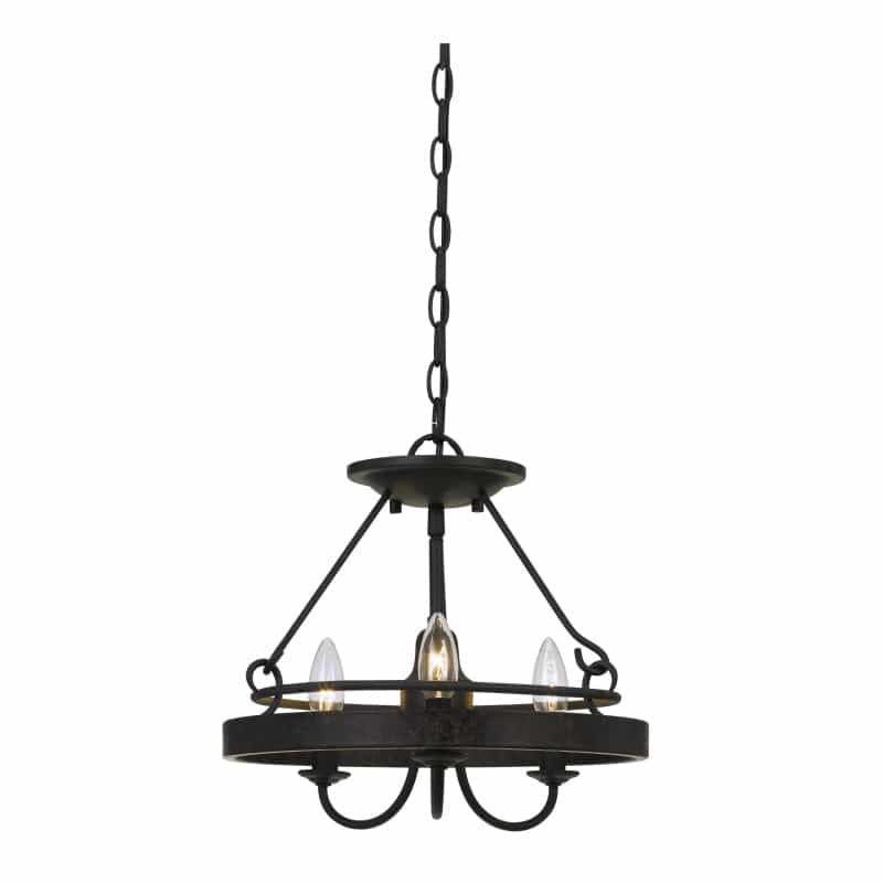 60 X 3 Watt Metal Frame Pendant With Hardwired Switch, Textured Gray