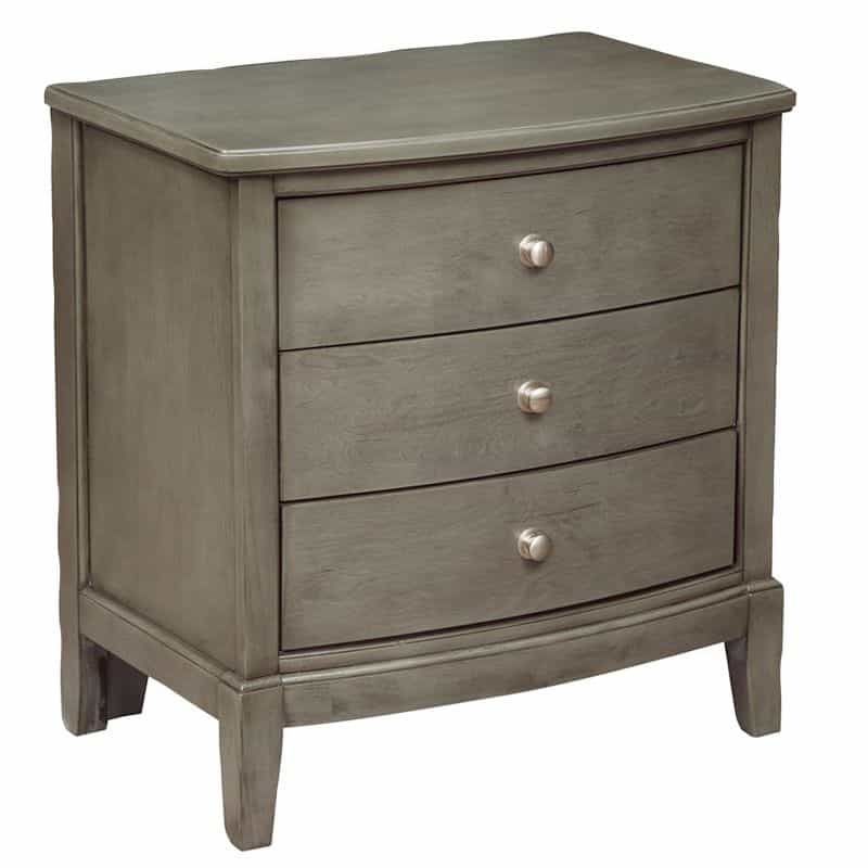 Wooden Nightstand With 3 Spacious Drawers And Knobs, Gray