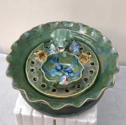 Ceramic Table Top Water Fountain 12.0" X 12.0" X 9.0"