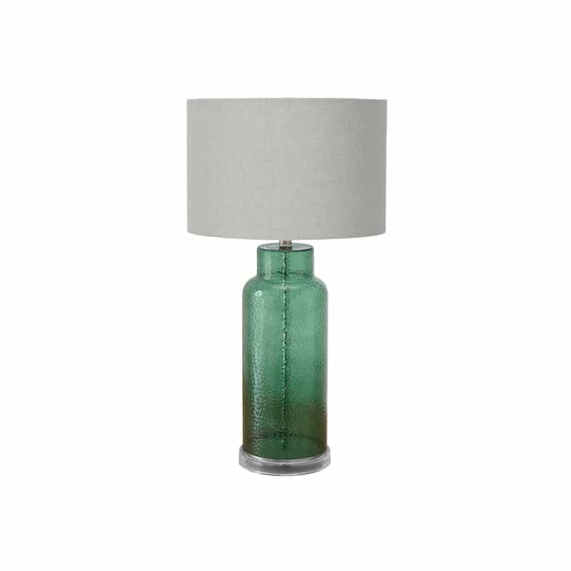 Lighting, 28"H, Table Lamp, Green Glass, Grey Shade, Contemporary, Modern
