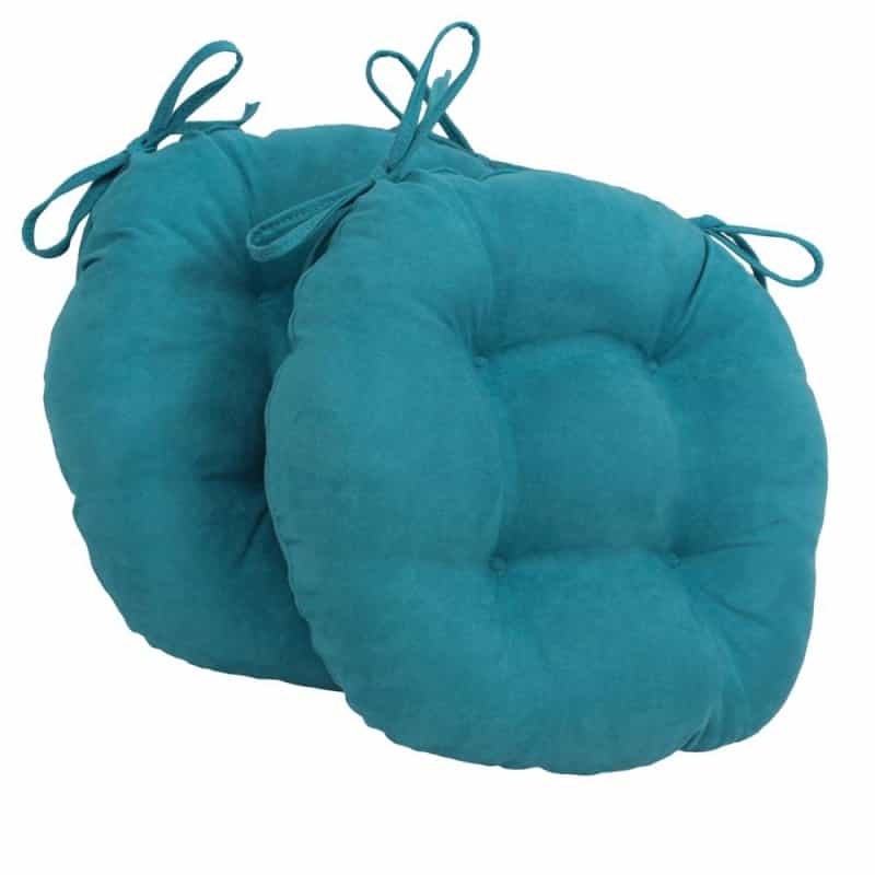 16-Inch Solid Micro Suede Round Tufted Chair Cushions (Set Of 2)