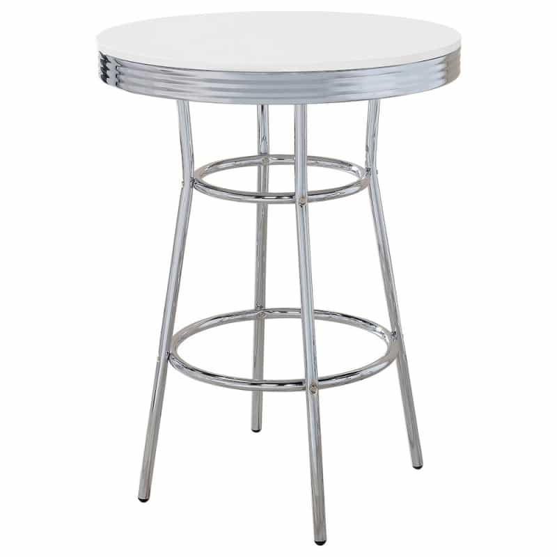 Retro Round 30-Inch 1950'S Bistro Pub Height Bar Table White
