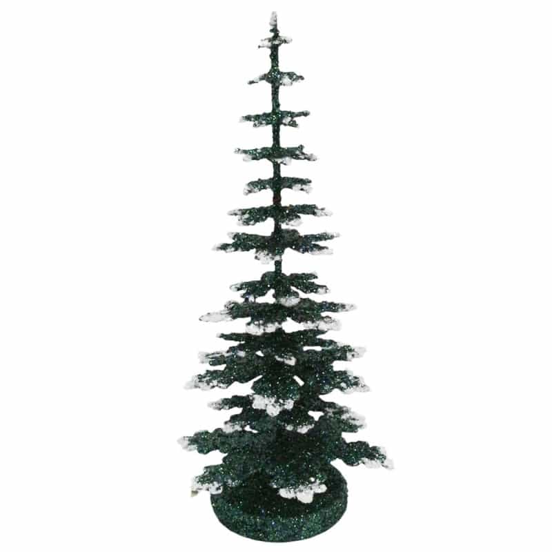 Paper Mache Tree - Green With Snow 20Cm
