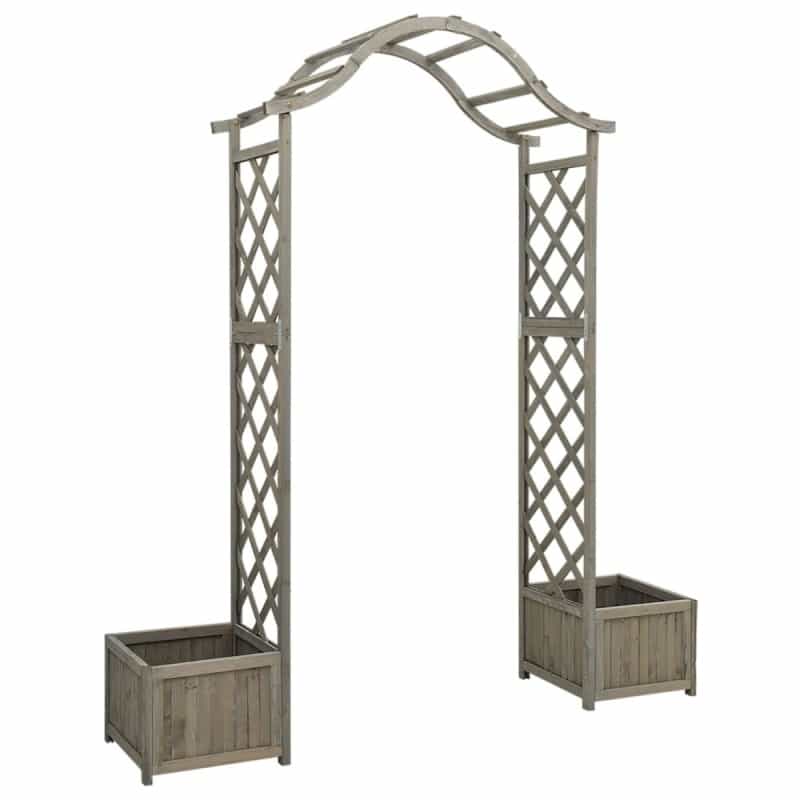 Wooden Garden Arch Grey Solid Firwood Large Decorative Inlays