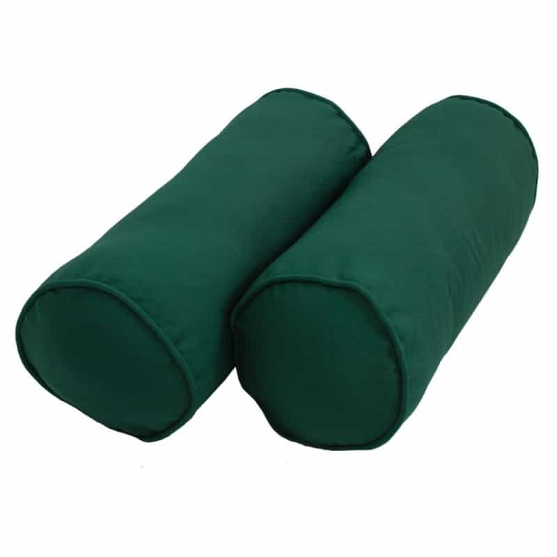 20-Inch By 8-Inch Double-Corded Solid Twill Bolster Pillows With Inserts (Set Of 2), Forest Green