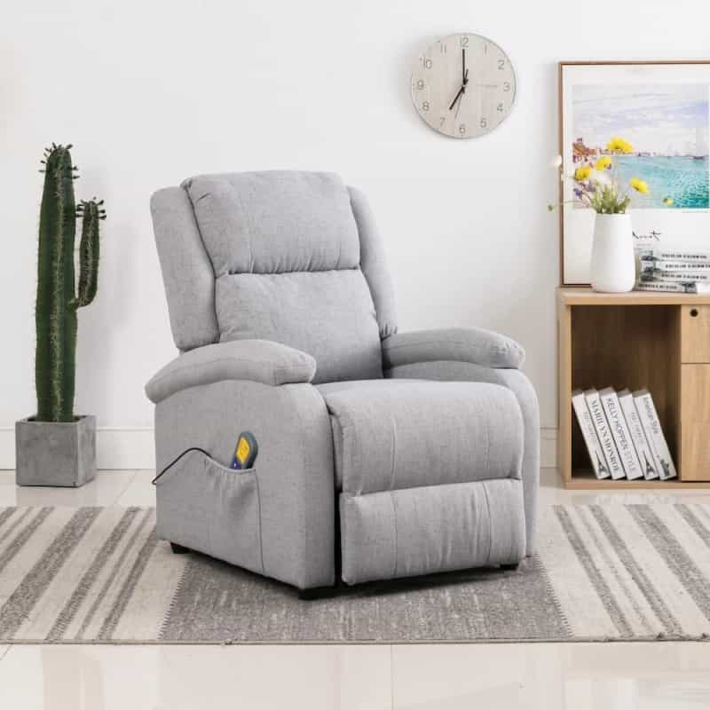 Massage Chair Light Gray Fabric (100% Polyester), Foam, Metal, Wood