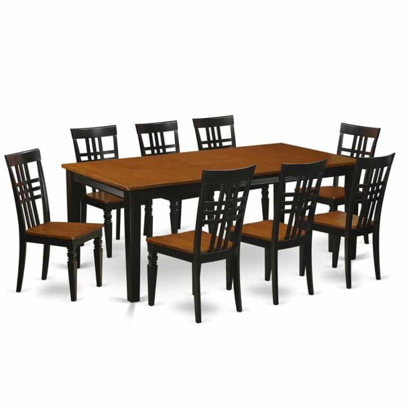 9 Pc Table Set With A Dining Table And 8 Dining Chairs In Black And Cherry