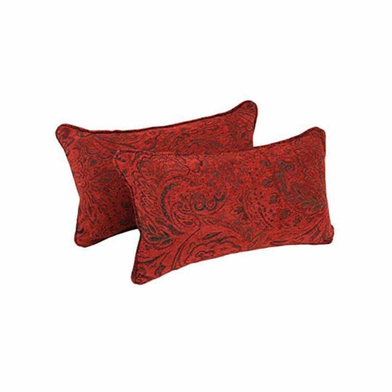 20-Inch By 12-Inch Double-Corded Patterned Jacquard Chenille Back Support Pillows With Inserts (Set Of 2)