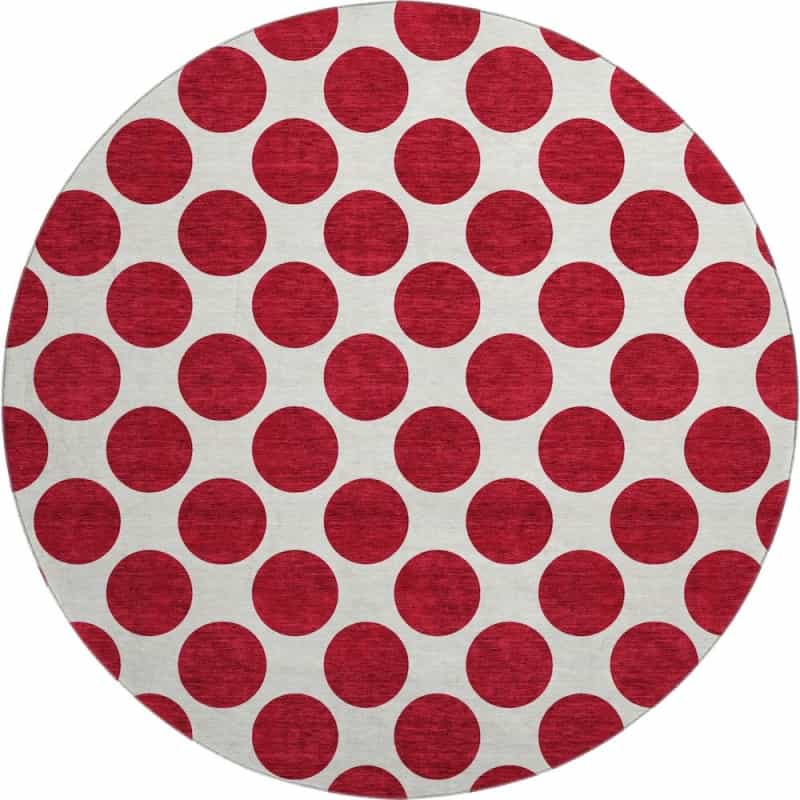 Premium Machine Washable Mayfield Amf980 Red 8' X 8' Round Rug