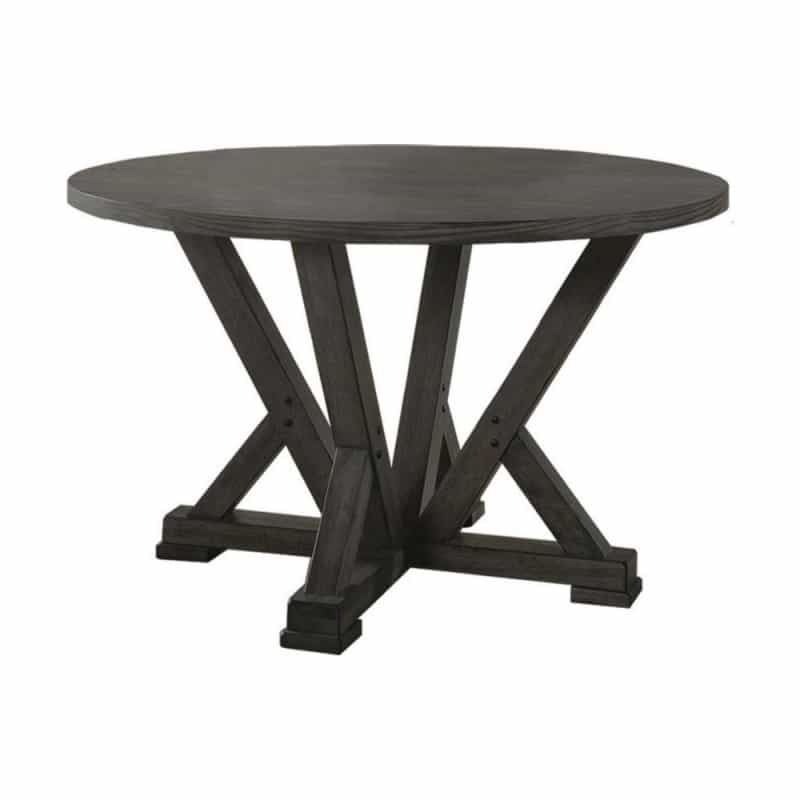 Best Master Solid Wood Round Dining Table In Antique Rustic Gray