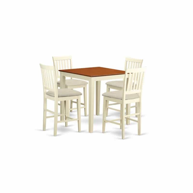 5 Pc Counter Height Pub Set - Counter Height Table And 4 Kitchen Dining Chairs
