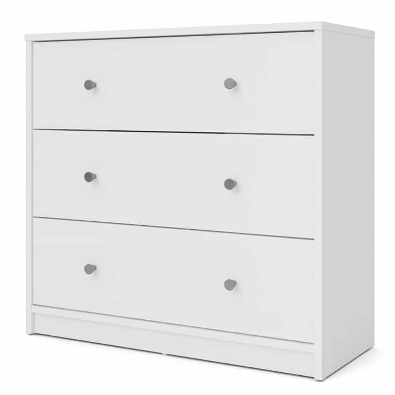 Portland 3 Drawer Chest, White
