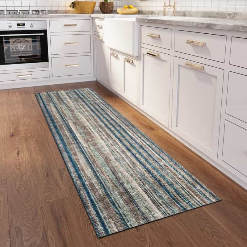 Waverly Earth Contemporary Striped 2'3" X 7'6" Runner Rug Earth Awa31