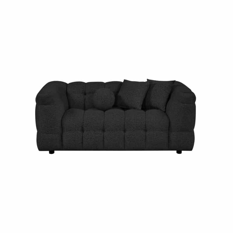Boucle Fabric Black Loveseat