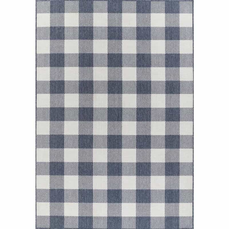 Modern Rectangle Area Rug, Denim, 6'7" X 9'6"