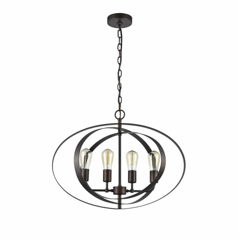 Osbert Industrial-Style 4 Light Rubbed Bronze Ceiling Pendant 24" Wide