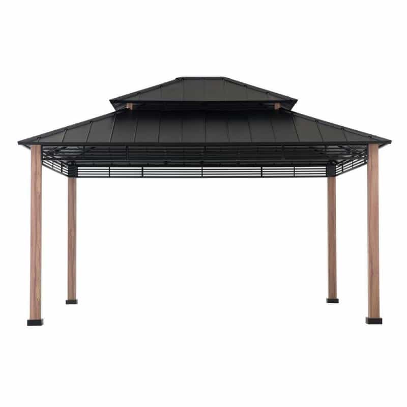 Roberts Outdoor Patio Steel Frame Hardtop Gazebo With 2-Tier Steel Roof
