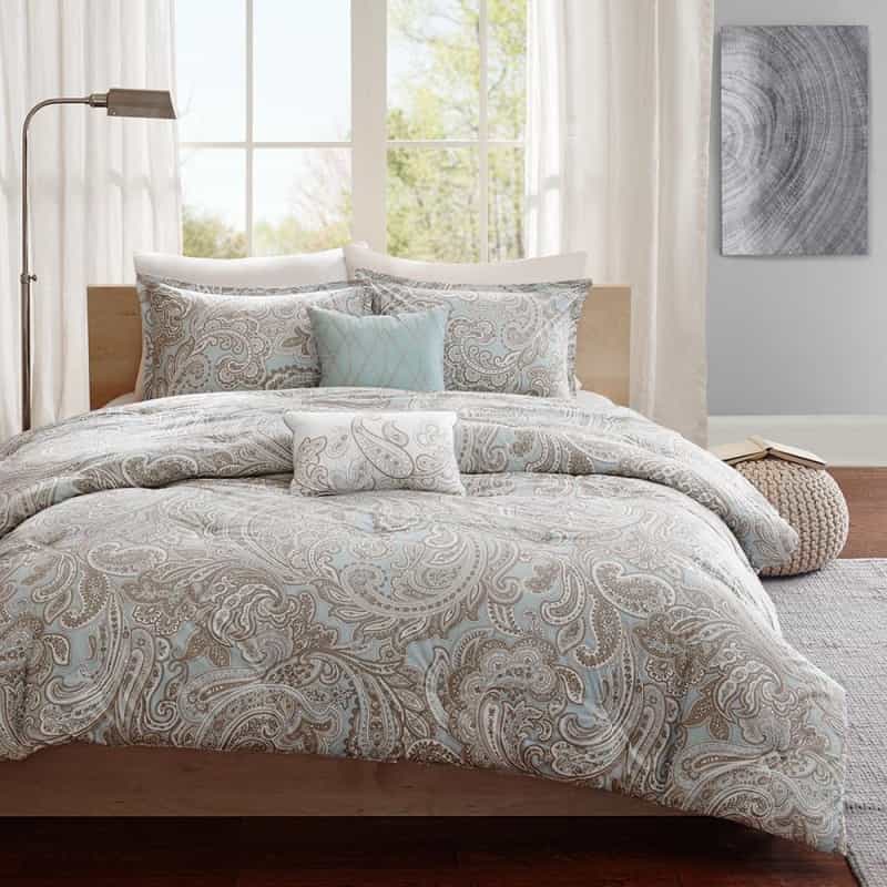 Ronan 5 Piece Cotton Comforter Set, Blue Color