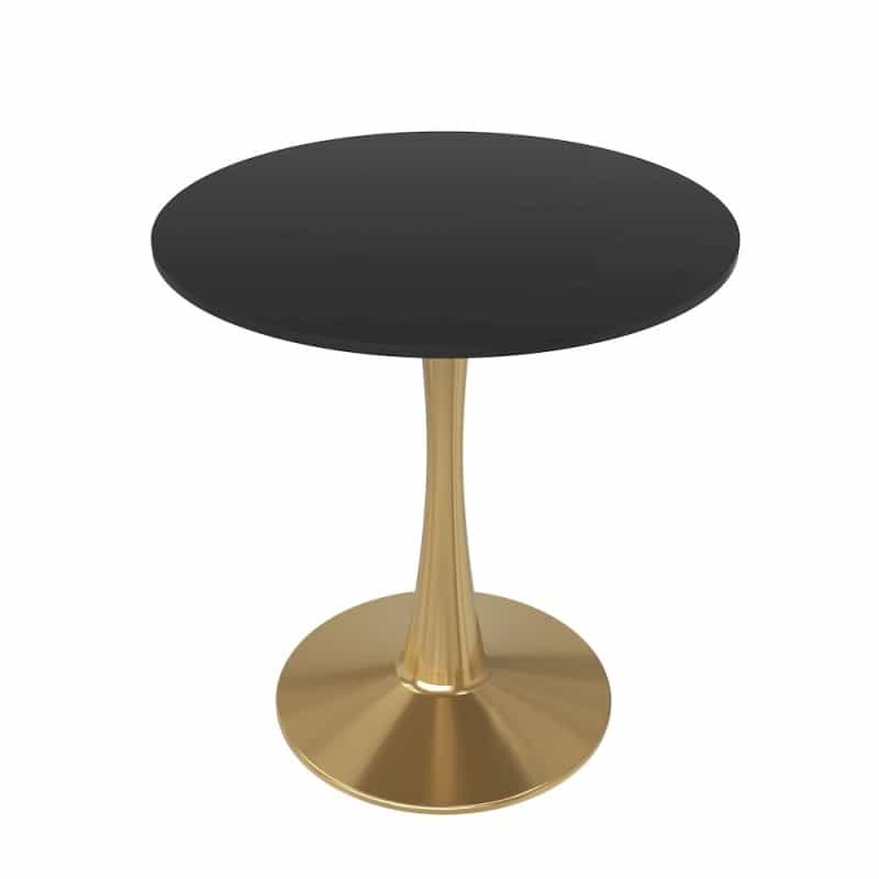 Bristol 27" Round Dining Table Gold Base With Black Top