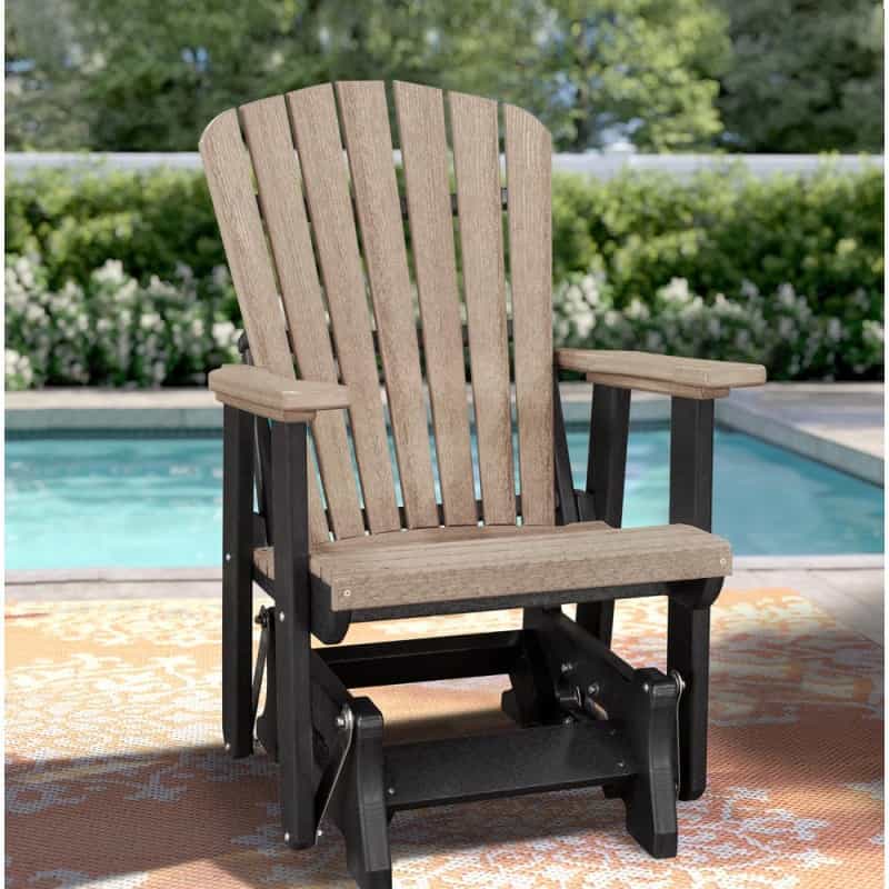 Os Home And Office Model 515Wwbk Fan Back Glider In Weatherwood With A Black Base, Made In The Usa