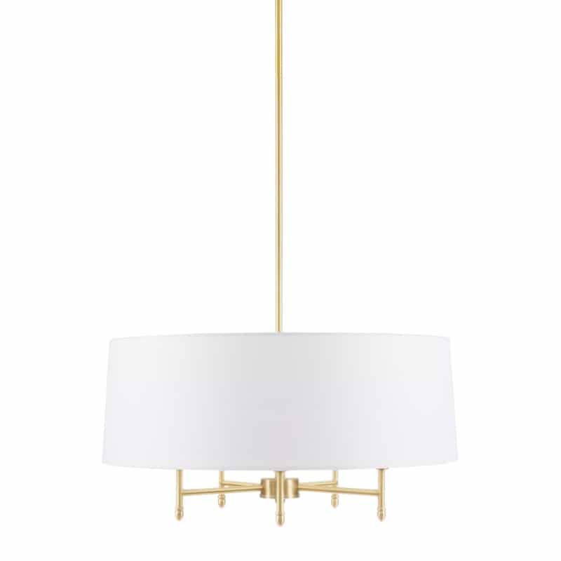 5-Light White Drum Shade Chandelier