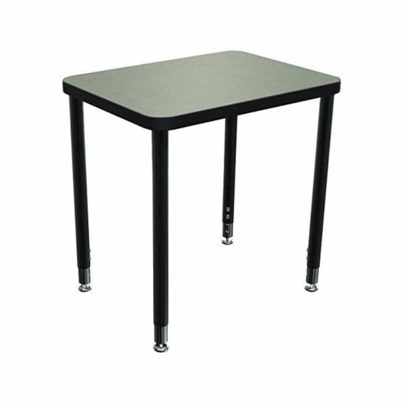 Snap Desk Configurable Student Desking - Large Rectangle - Gray Nebula Top Surface And Black Edgeband - Black Horseshoe Legs