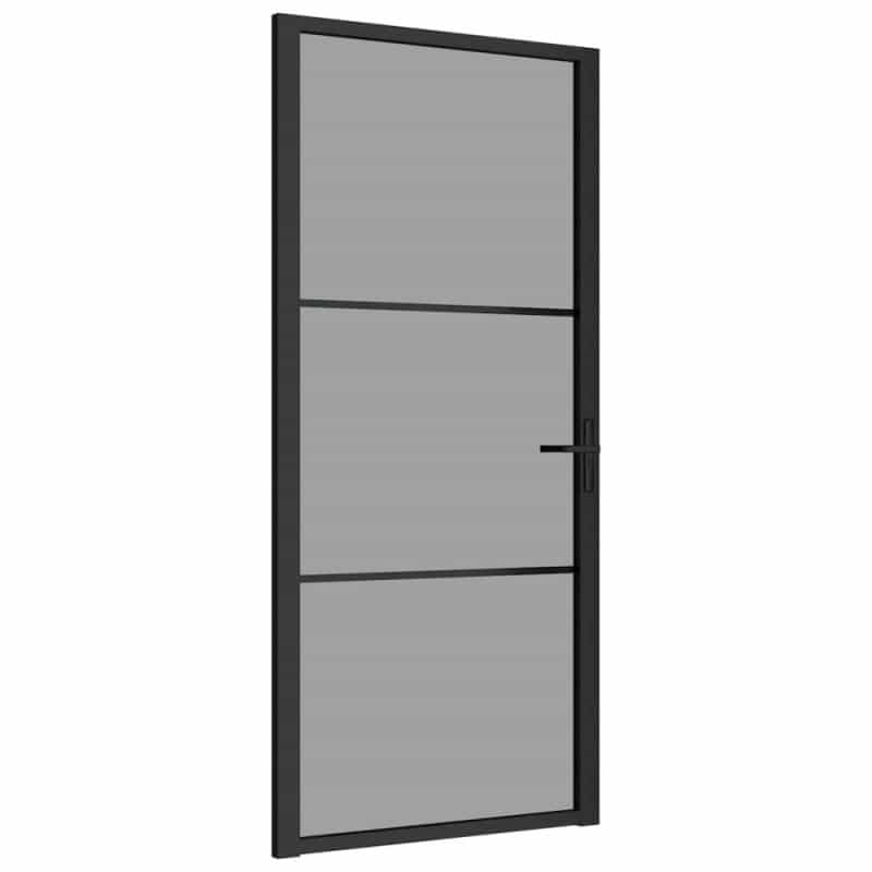 Interior Door 36.6"X79.3" Black Esg Glass And Aluminum