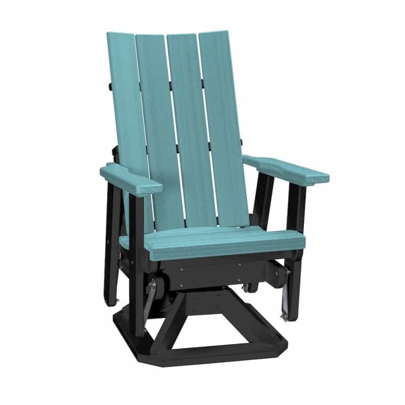 Brandon Swivel Glider In Aruba Blue On A Black Base