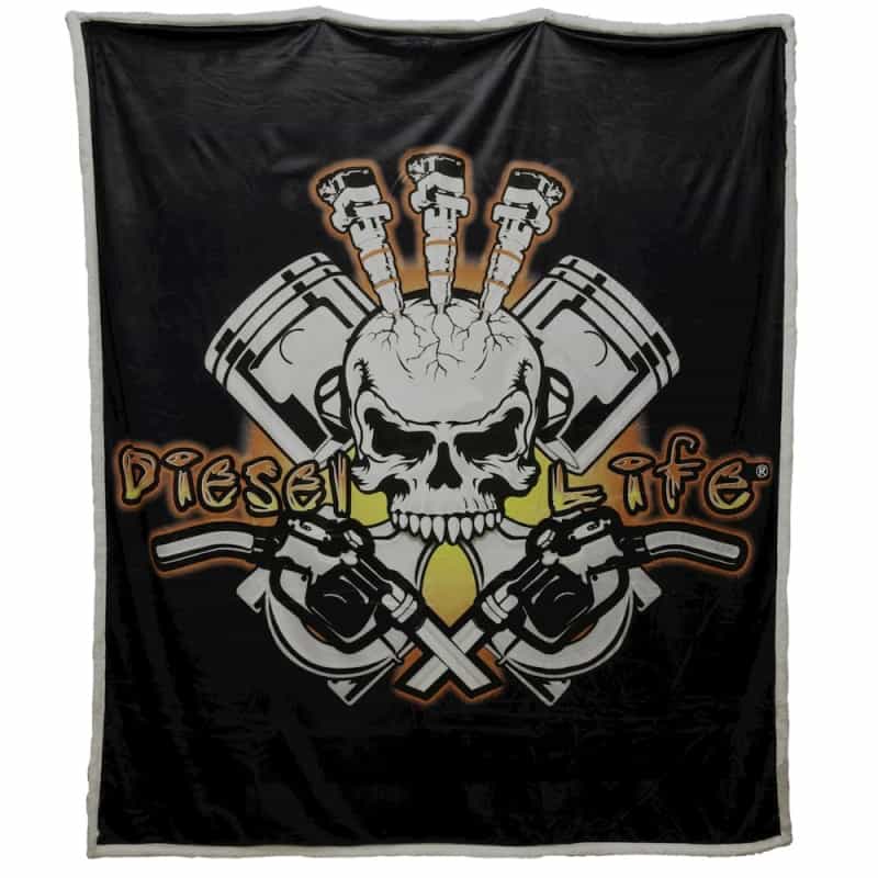 Diesel Life Injector Skull Design Sherpa Throw Blanket For Couch Lightweight