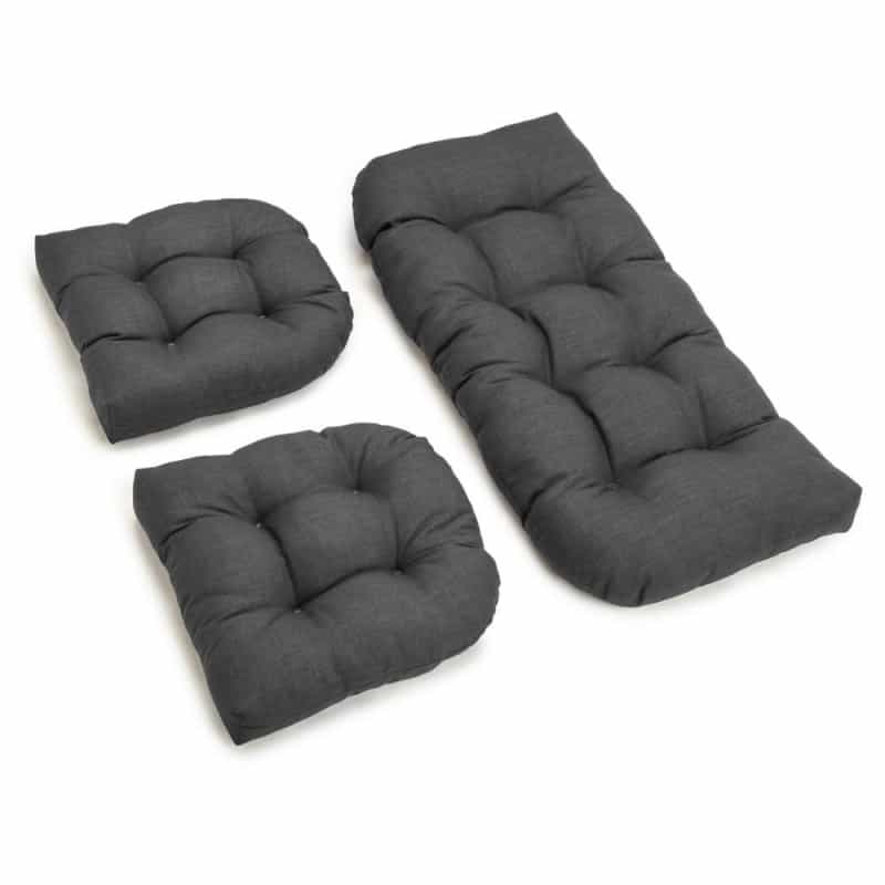 U-Shaped Spun Polyester Tufted Settee Cushion Set (Set Of 3)