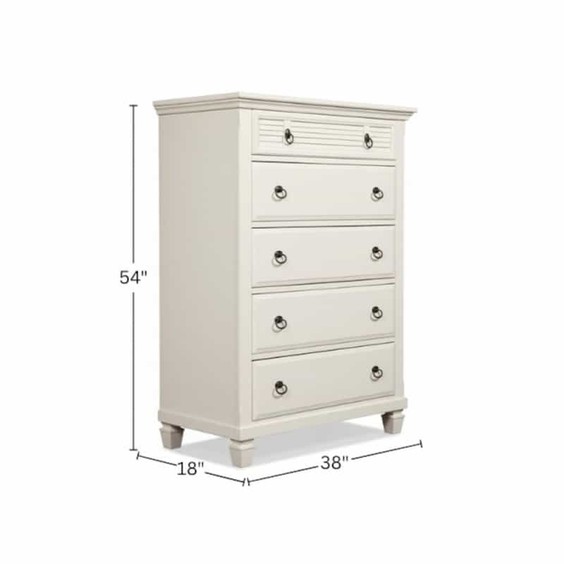 Winchester 5 Drawer Chest, White