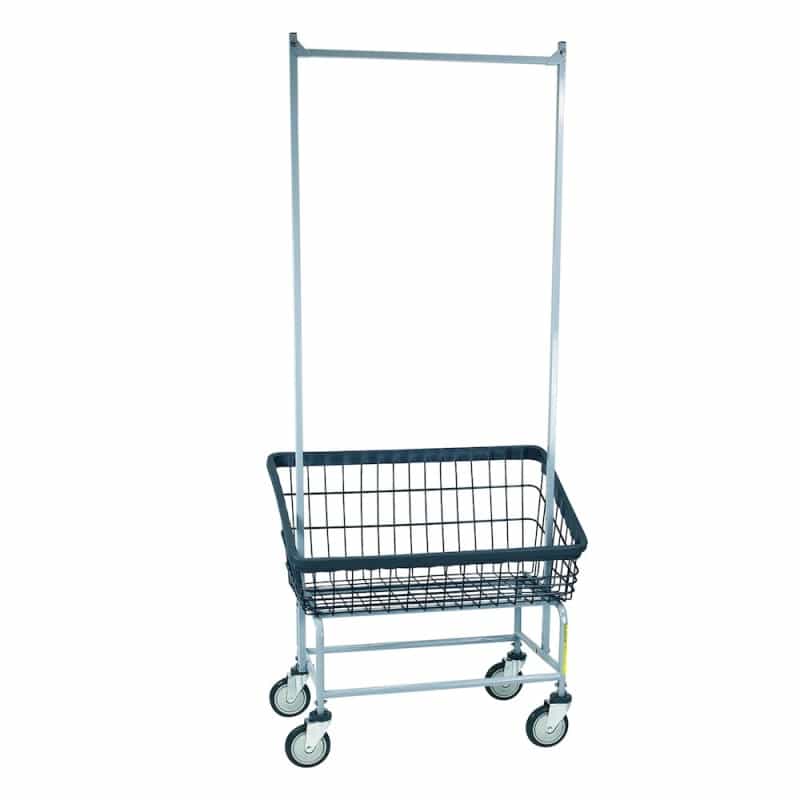 Dura-Seven Large Front Load Wire Laundry Cart W/ Double Pole Rack