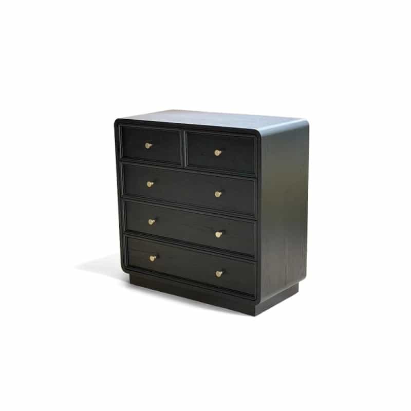 Deco 5 Drawer Dresser, Black Satin Color