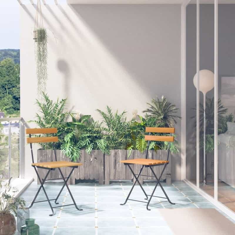 Garden Chair Set Of 2 Brown And Black