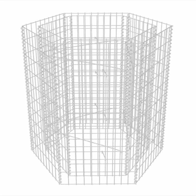 Gabion Raised Bed Silver Galvanized Steel 39.4 X 35.4 X 39.4 In