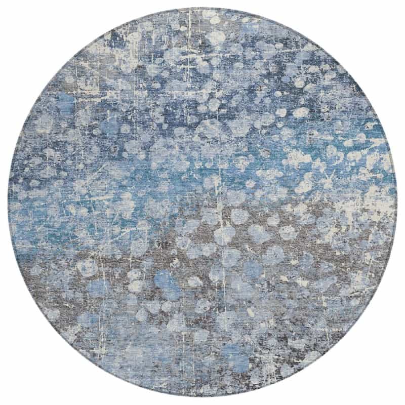 Machine Washable Indoor/Outdoor Chantille Acn2113 Blue 8' X 8' Round Rug