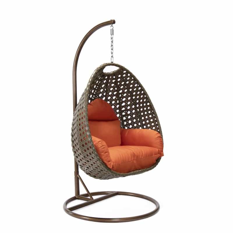 Beige Wicker Hanging Egg Swing Chair