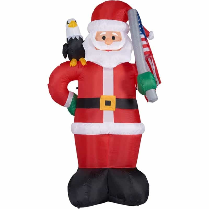8Ft Inflatable Santa With Eagle And Amer Flag With Lights