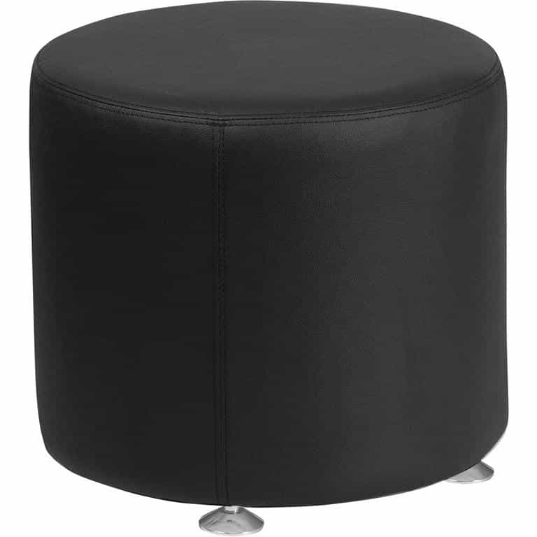 Alon Black Leathersoft 18'' Round Ottoman