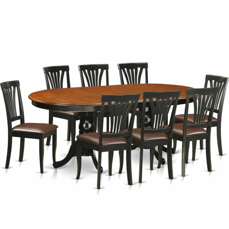 9 Pc Dining Room Set-Dining Table With 8 Wooden Dining Chairs