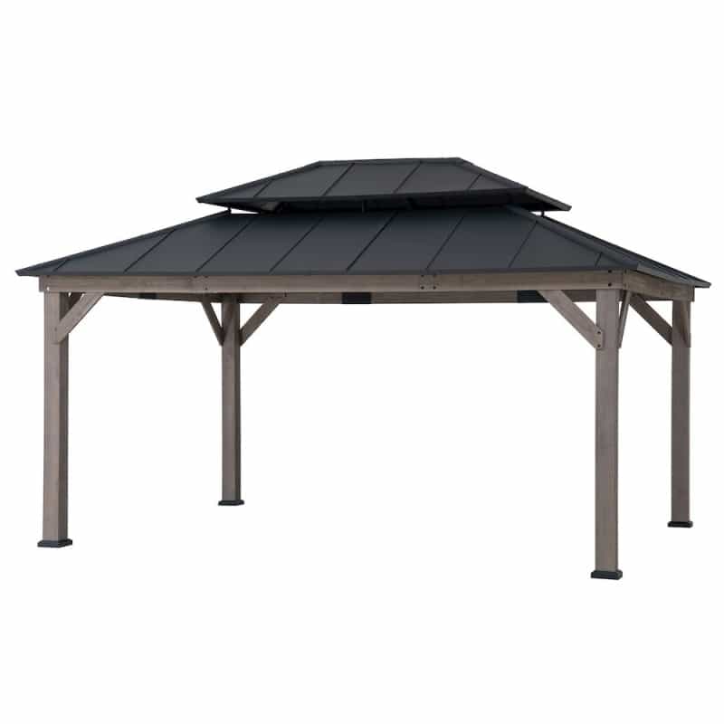 Sunjoy 12X16 Ft. Wood Outdoor Patio Steel Hardtop Gazebo