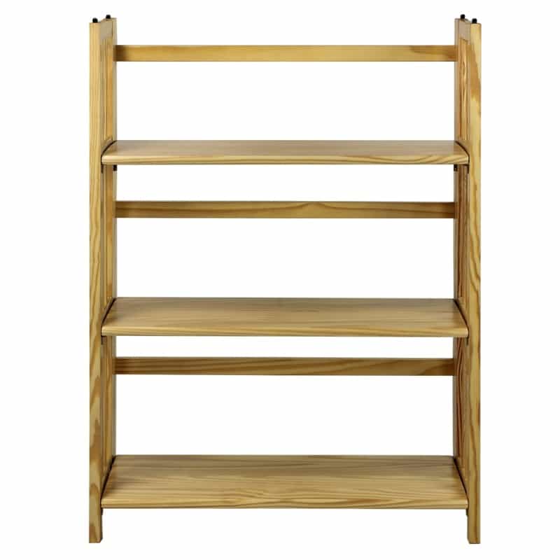 3-Shelf Folding Stackable Bookcase 27.5" Wide-Natural