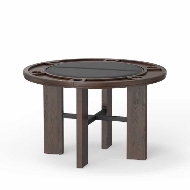Georgio Dining And Game Table In Walnut Finish With Black Faux Leather Insert