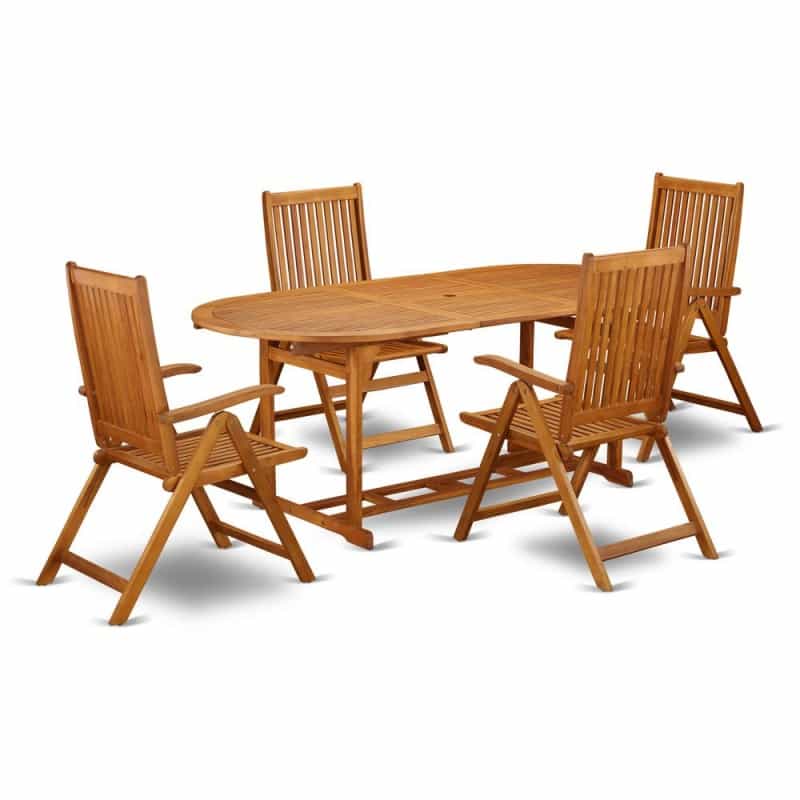 Wooden Patio Set Natural Oil, Bscn5nc5n